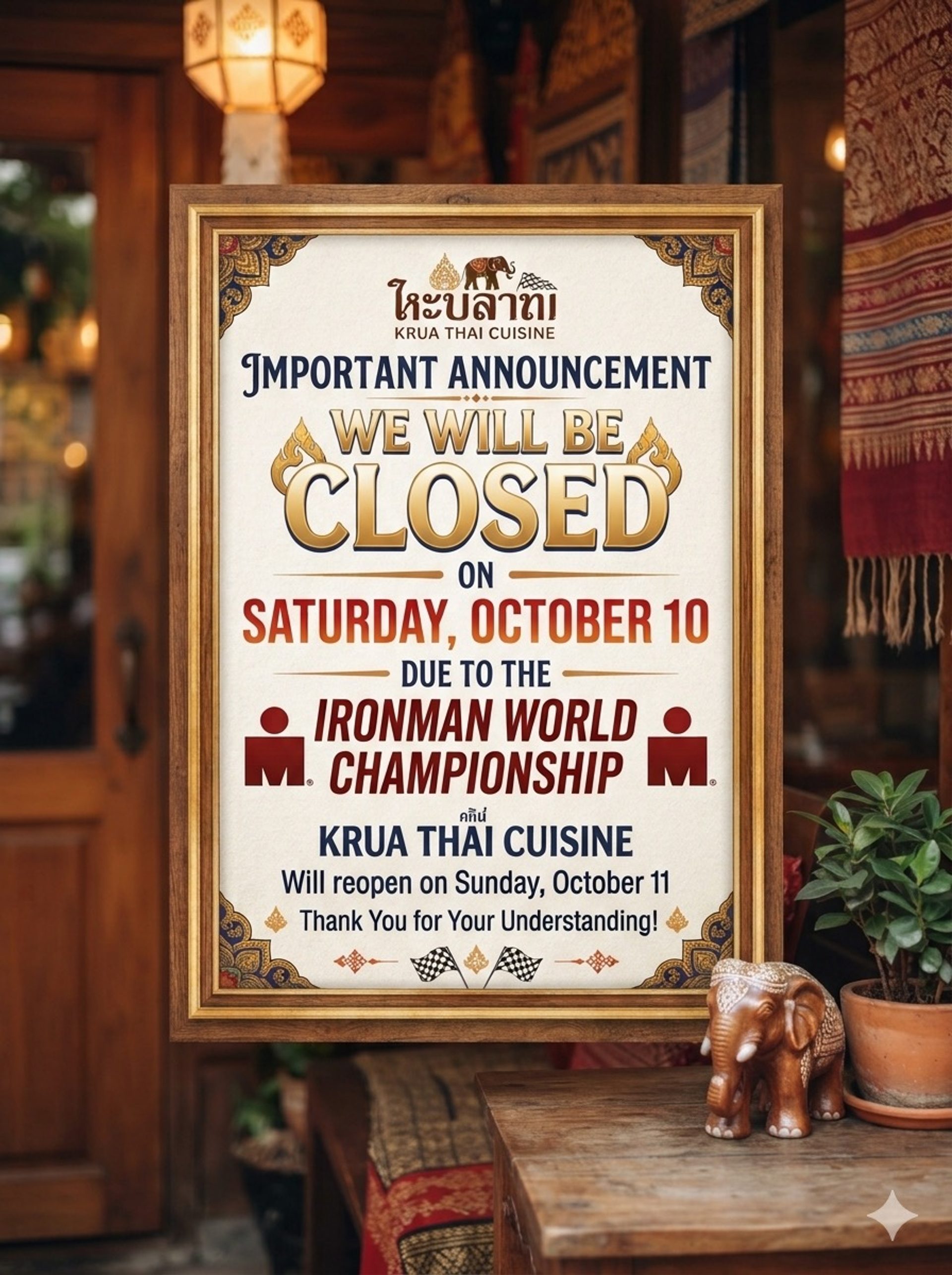 CLOSED DUE TO IRONMAN